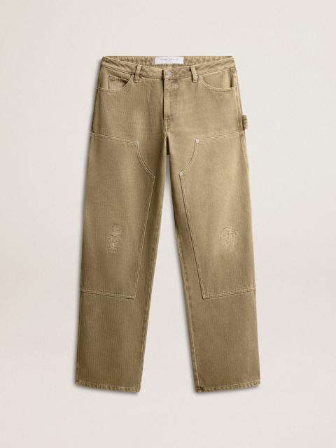 Women's distressed-effect cotton pants