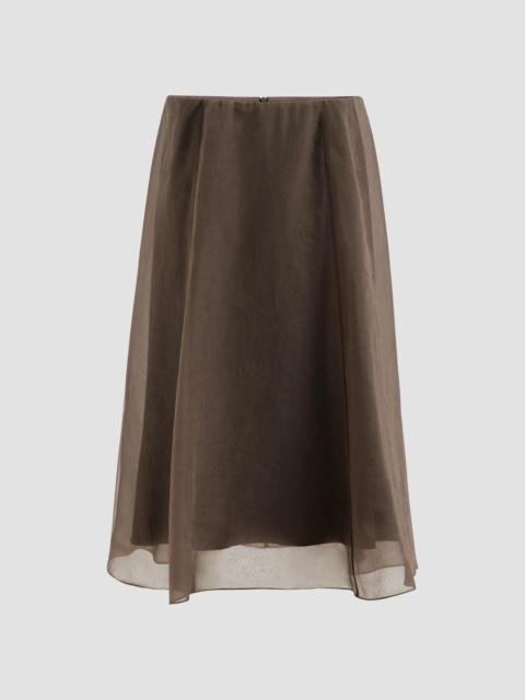Brunello Cucinelli Women's Crispy Silk Circle Skirt - Dark Brown