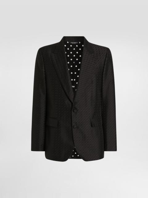 Dolce & Gabbana Single-breasted sicilia light jacket with micro pattern jacquard