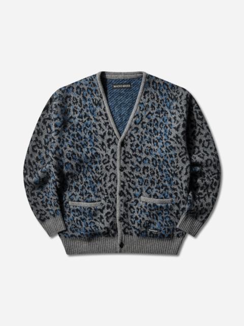 WACKO MARIA Men's Leopard Mohair Cardigan Gray