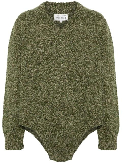 Maison Margiela V-neck marl-knit bodysuit