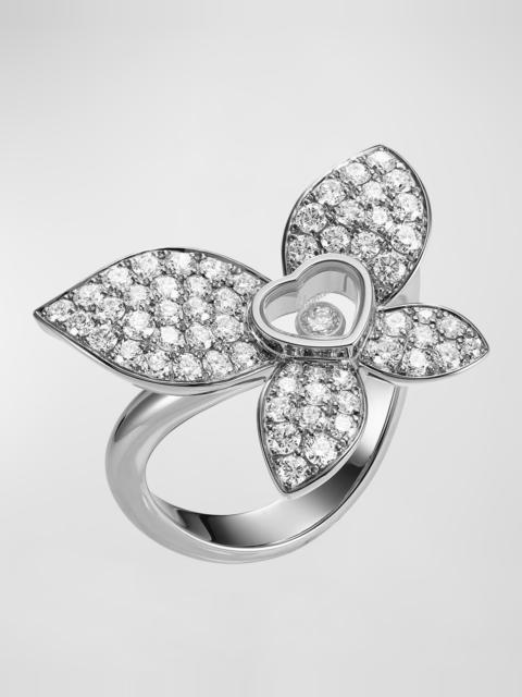 Chopard Happy Butterfly 18K White Gold Diamond Ring, EU 53 / US 6.25