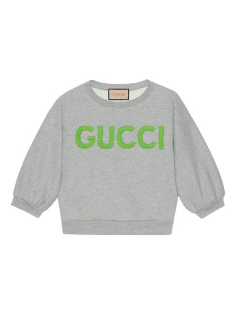 (WMNS) Gucci Cotton Jersey Cropped Sweatshirt 'Grey' 768125-XJGDP-1056