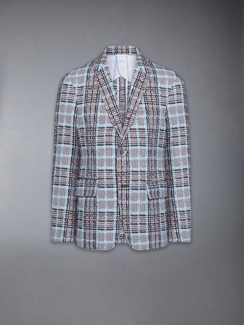 Thom Browne PLAID CHECK SUMMER TWEED WIDE SHOULDER SPORTCOAT