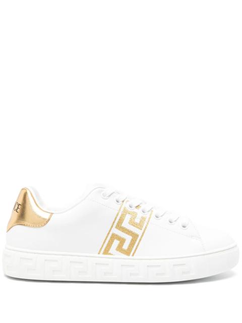 VERSACE Versace Greca-embroidered Leather Sneakers