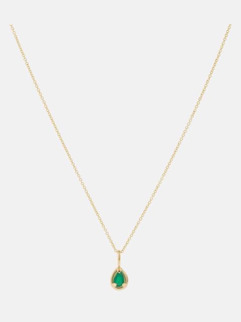 STONE AND STRAND Bonbon 14kt gold pendant necklace with emerald