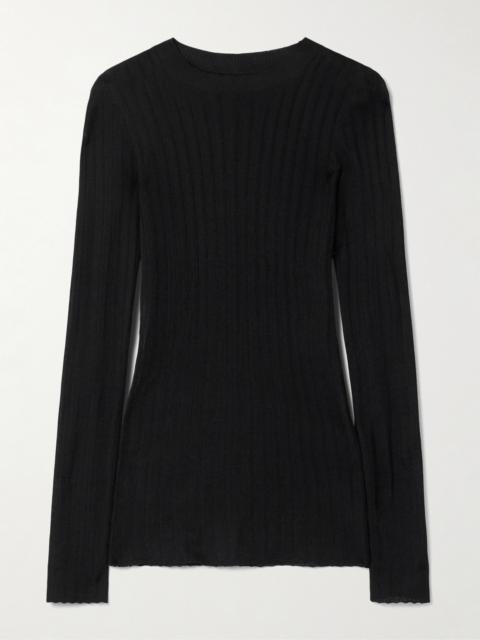 KHAITE Elm Ribbed Silk And Wool-blend Top