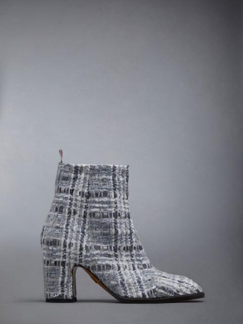 Thom Browne Prince of Wales Check Chenille Tweed 75mm Block Heel Ankle Boot