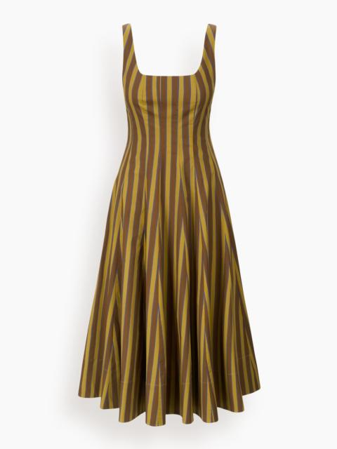 STAUD Wells Dress in Cigar Stripe