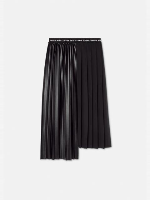 VERSACE JEANS COUTURE Faux Leather Pleated Midi Skirt