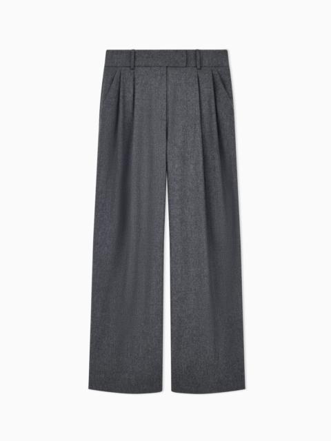 GIORGIO ARMANI WIDE-LEG TROUSERS IN WOOL AND CASHMERE FLANNEL WITH PLEATS