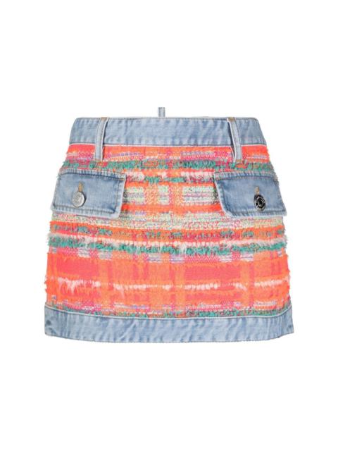 DSQUARED2 tweed-detail denim mini skirt