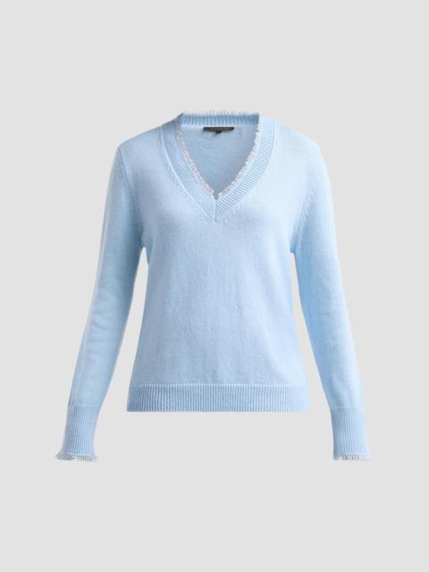 KOBI HALPERIN Women's Dora Fringe-Trim Merino Wool Sweater - Frost