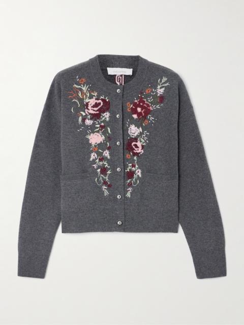 rabanne Embroidered Crystal-embellished Wool And Cashmere-blend Cardigan
