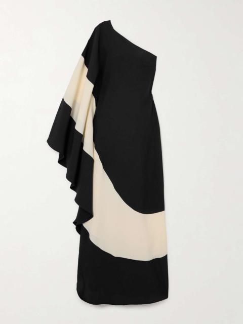 Taller Marmo Tirso one-shoulder two-tone crepe gown