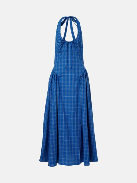 FAITHFULL Del Ros plaid halterneck cotton midi dress