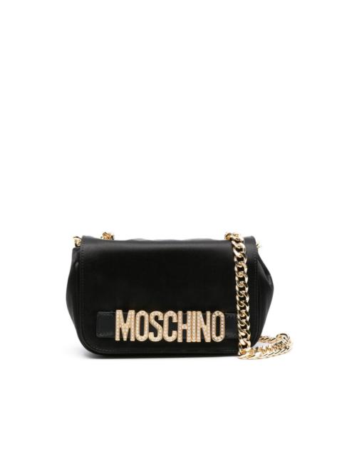Moschino logo-lettering satin crossbody bag