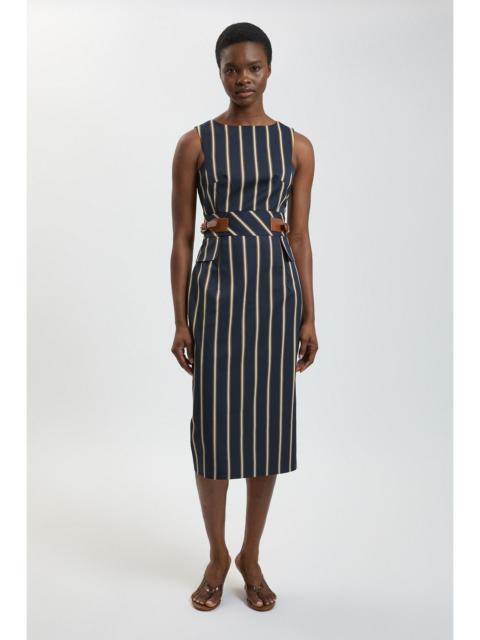 KAREN MILLEN Stripe Side Tab Pencil Midi Dress