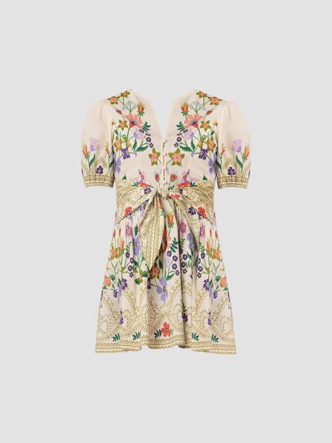 Shoshanna Women's Tinsley Floral Tie Waist Minidress - Lilac Tangerine Sand