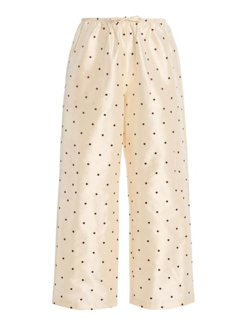 DONNI. The Polka-Dot Silk Taffeta Cargo Pants ivory