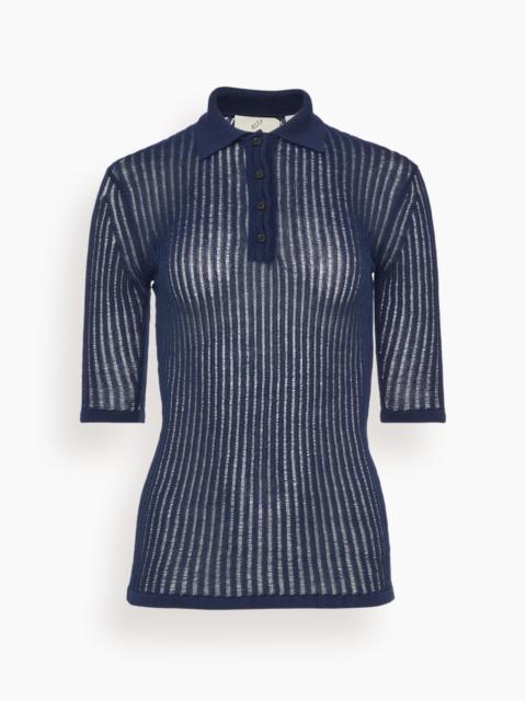 BITE Studios Cotton Net Rib Top in Dark Navy