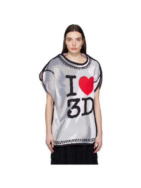 Gray & White 'I Heart 3D' Sweater