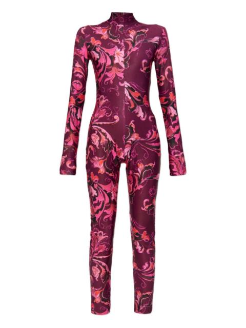 VERSACE JEANS COUTURE floral-print mock-neck jumpsuit