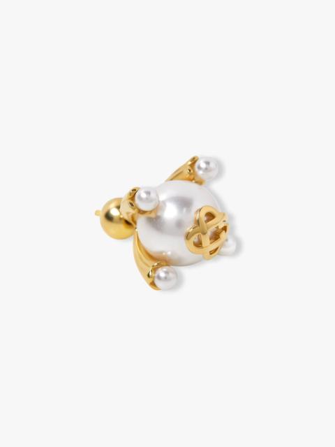 CASABLANCA Gold & White Lotus Pearl Studs | Casablanca Paris
