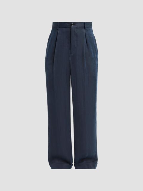 GIORGIO ARMANI Men's Virgin Wool Pleated Trousers - Moonless Night