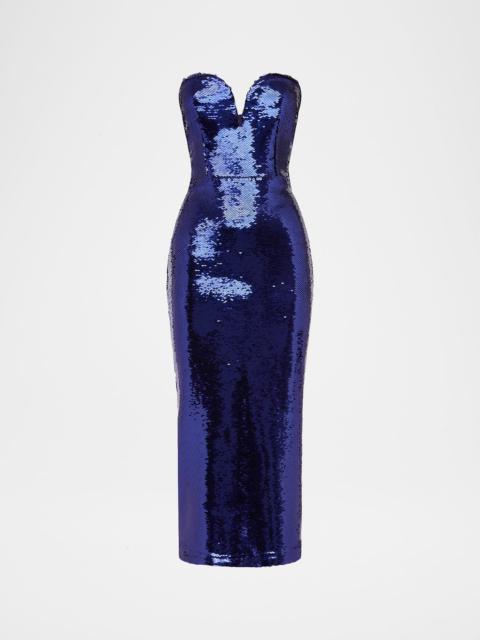 ALEX PERRY Strapless Sweetheart Sequined Midi Dress