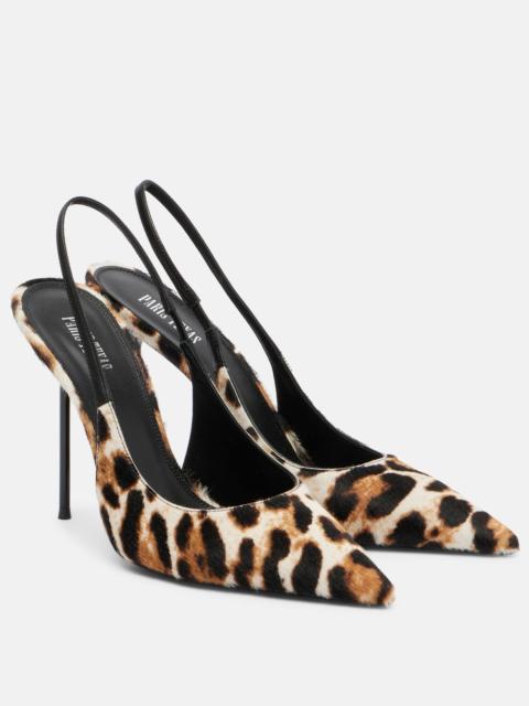 PARIS TEXAS Lidia 105 leopard-print calf hair slingback pumps