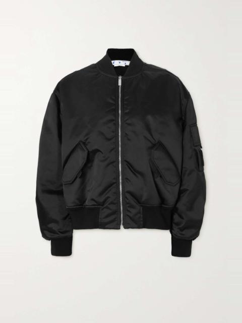 Off-White Logo-appliquéd padded satin bomber jacket
