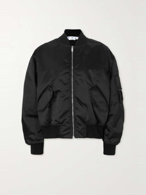 Off-White Logo-appliquéd padded satin bomber jacket