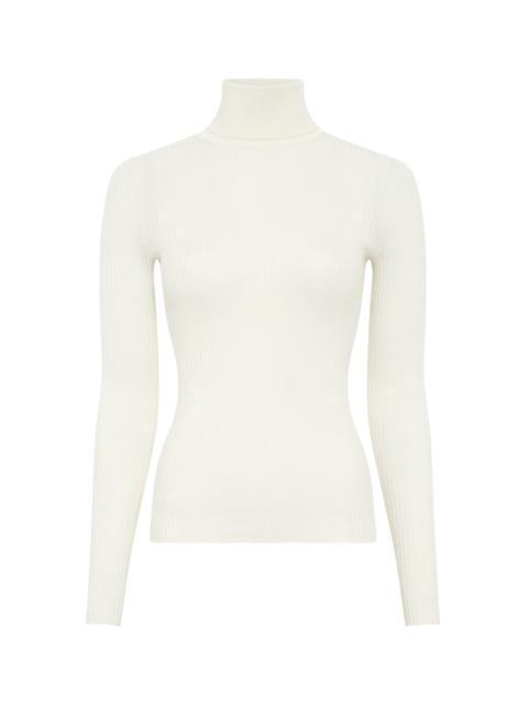 GABRIELA HEARST Peppe Knit Turtleneck in Ivory Cashmere Silk