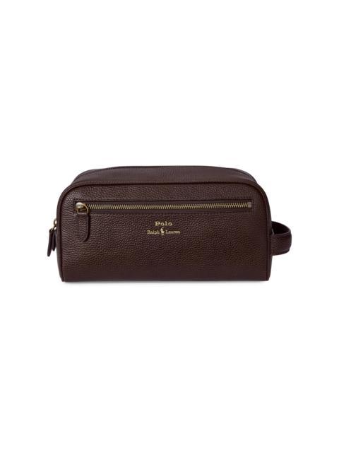 Polo Ralph Lauren Medium Pebbled Leather Toiletry Bag - Dark Brown