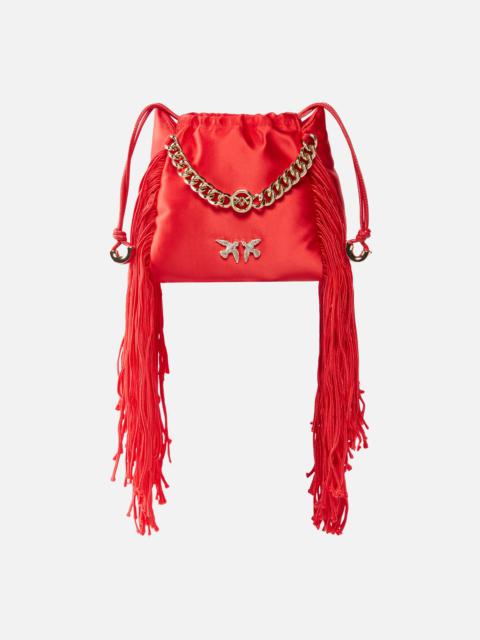 PINKO SATIN MINI CLUTCH WITH FRINGING
