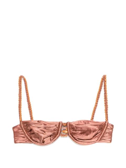 ISA BOULDER ruched weave bikini top