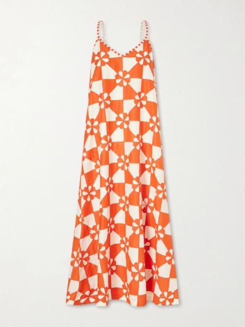 ALIX OF BOHEMIA Spice Ibis Patchwork Bead-embellished Cotton And Silk-blend Midi Dress
