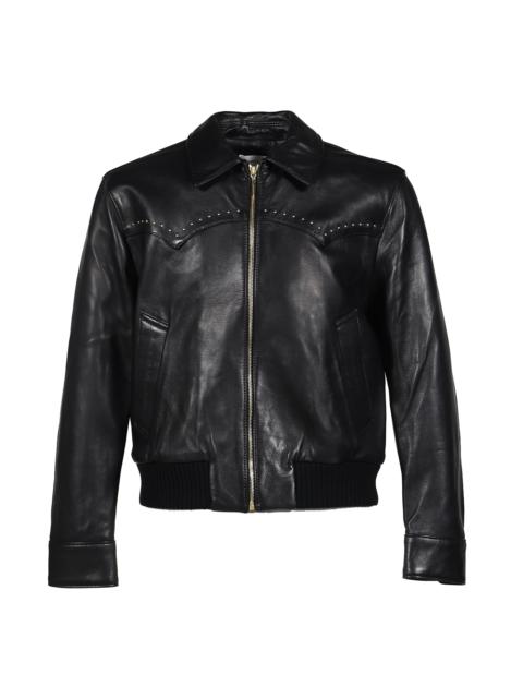 ERNEST W. BAKER STUDDED WESTERN HARRINGTON JACKET / BLK GLD