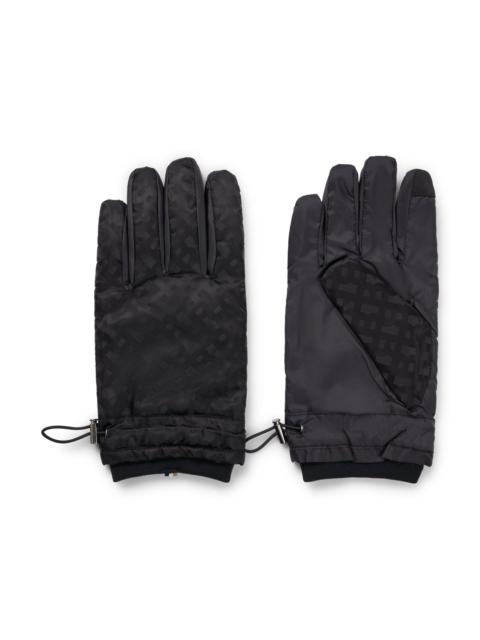BOSS PADDED GLOVES WITH TONAL MONOGRAM DETAILS AND FLANNEL LINING
