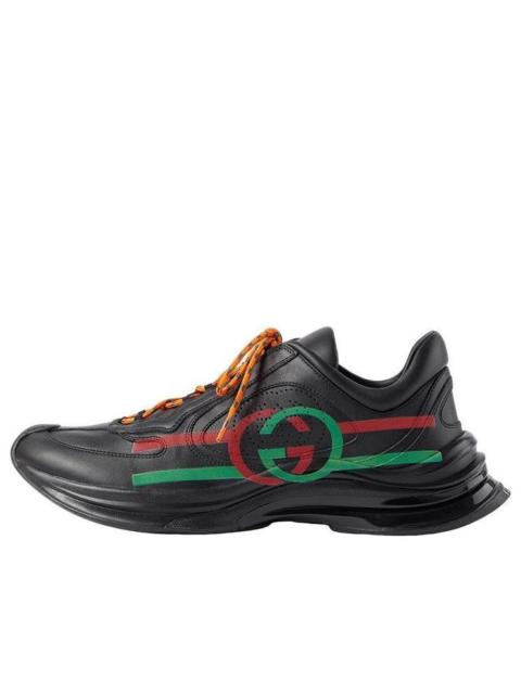 Gucci Run Side-Stripe Lace-Up Sneakers 'Black Red Green' 721111-UHH20-1000
