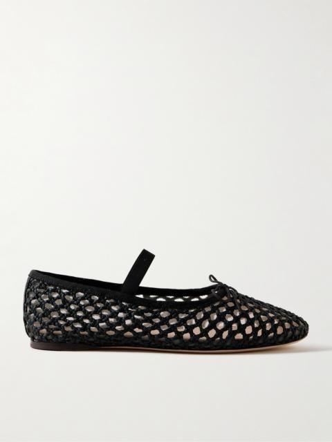 LOEFFLER RANDALL Leonie Grosgrain-trimmed Raffia Mary Jane Ballet Flats