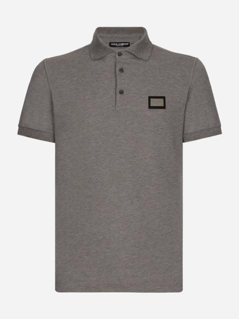 Dolce & Gabbana Cotton piqué polo-shirt with branded tag