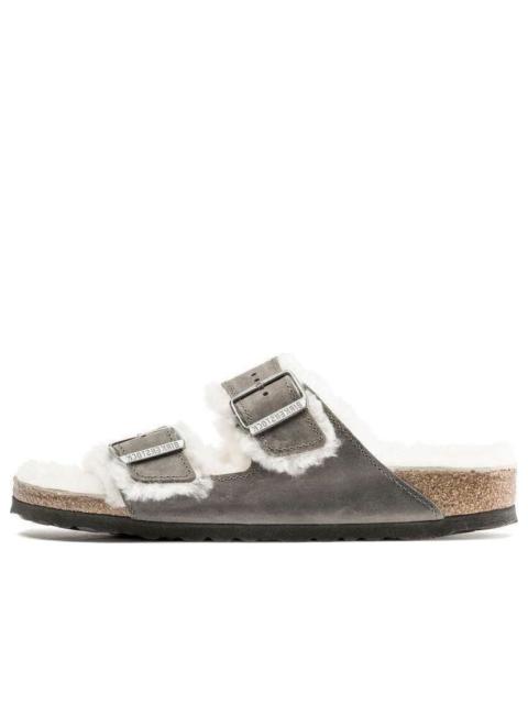 BIRKENSTOCK Birkenstock Arizona Shearling Waxy Leather Oiled 'Iron' 1021067