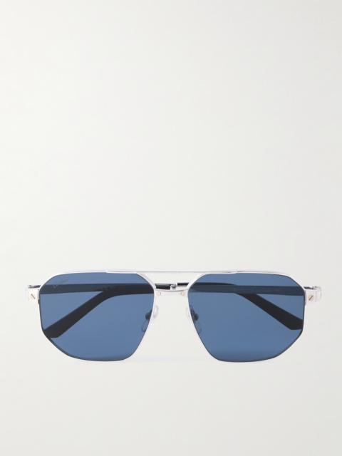 Cartier Santos de Cartier Aviator-Style Silver and Gold-Tone Sunglasses