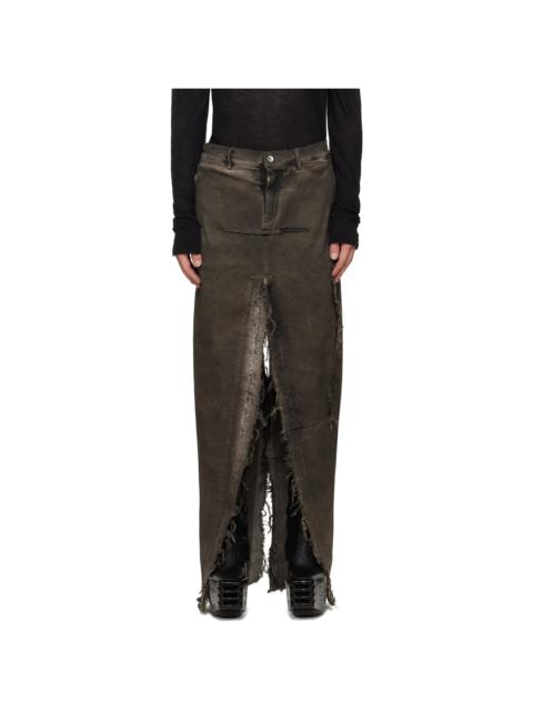 Rick Owens Gray Tower Sliced Denim Maxi Skirt