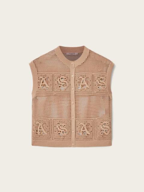 ALLSAINTS KYRA OPEN KNIT CROCHET COTTON VEST