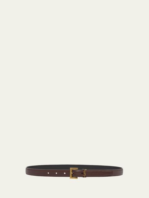 SAINT LAURENT YSL Monogram Leather Belt