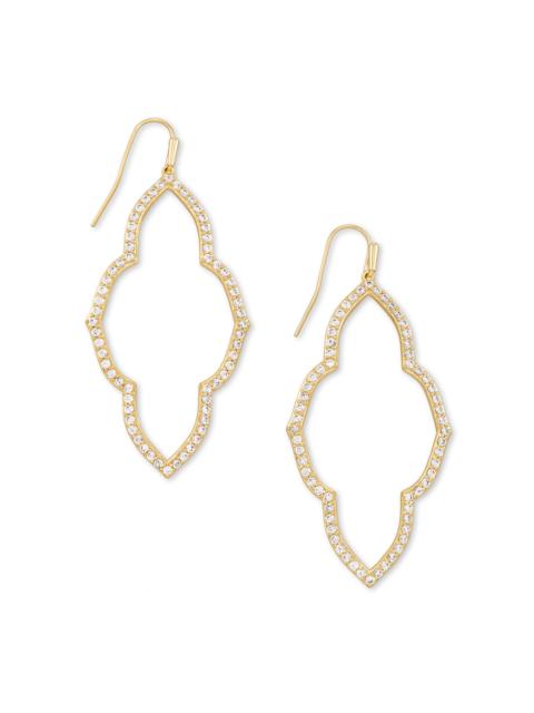 KENDRA SCOTT Abbie Gold Open Frame Earrings in White Crystal