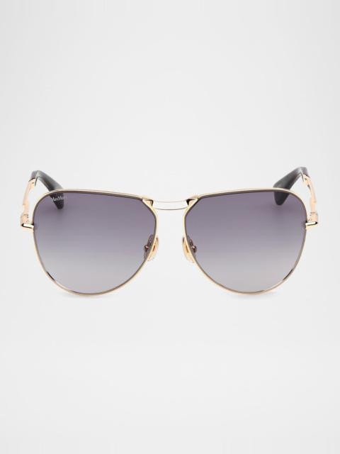 Max Mara Miller-2 Metal Aviator Sunglasses
